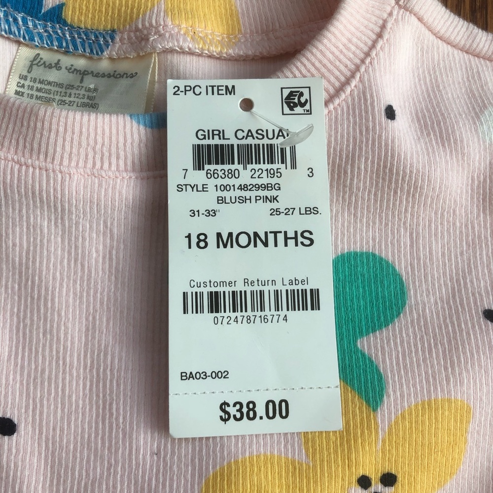 NEW First Impressions Floral Outfit 18 Months - Picture 8 of 11